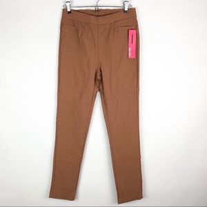 Shosho Slim High Waisted Stretchy Tan Ankle Pants
